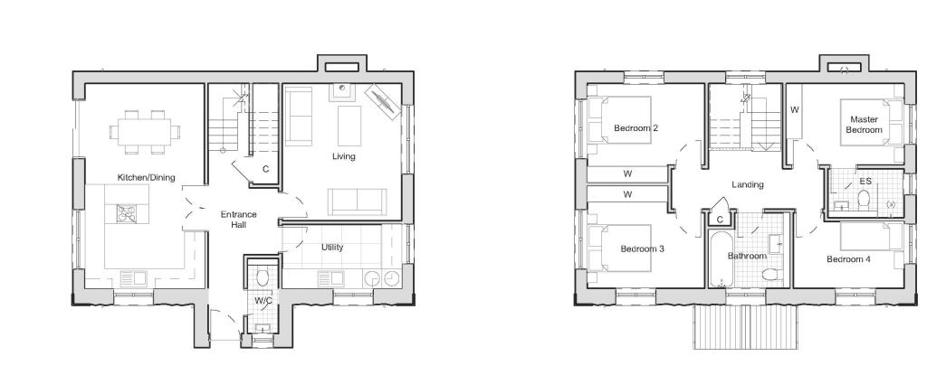 Lot: 87 - LARGE DEVELOPMENT SITE WITH PLANNING FOR FOURTEEN DWELLINGS - Proposed Floor Plans - Units 1-4